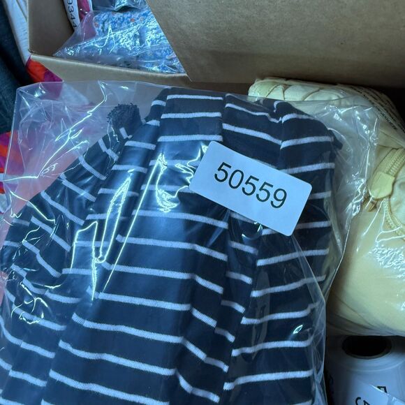 Unbranded Dress Women S Small Black Striped Shift Midi Short Sleeve Cotton - Picture 7 of 7